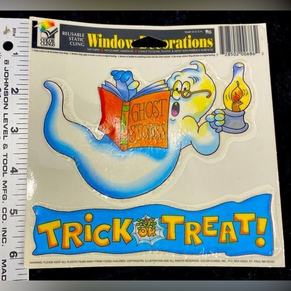 Halloween Lot Window Clings Decorations Tin Rustic Ghost Ornament Mini Pumpkin - Picture 4 of 10